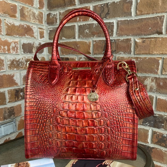 NWT Brahmin Caroline Satchel Red Chili Bag - Picture 4 of 11